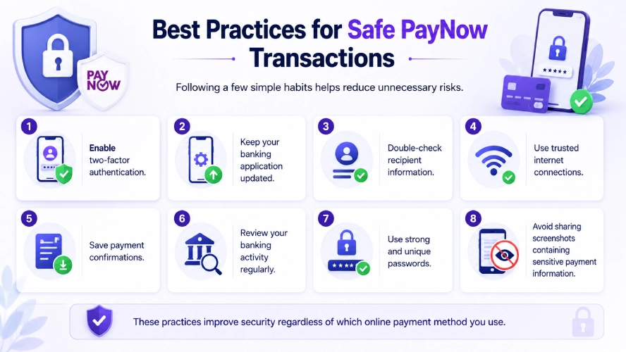 Checklist of PayNow security best practices for safer online payments and digital banking