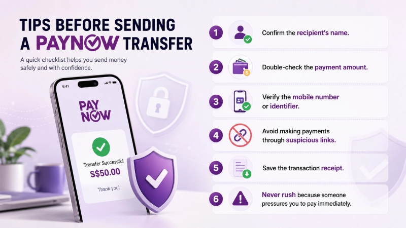 Tips Before Sending a PayNow Transfer