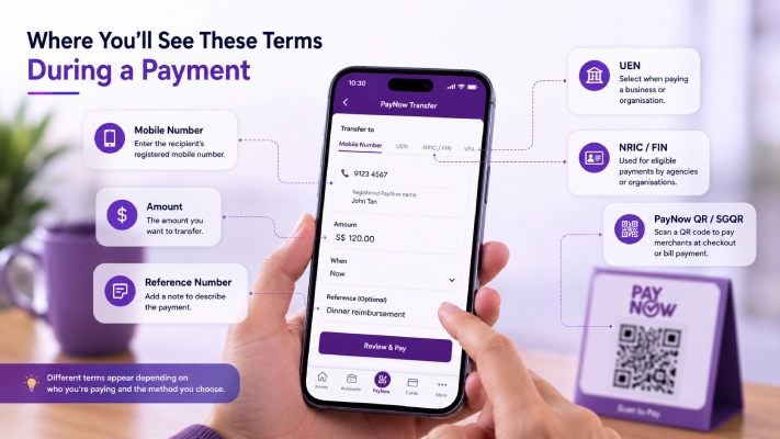 Where You'll See These Terms During a Payment