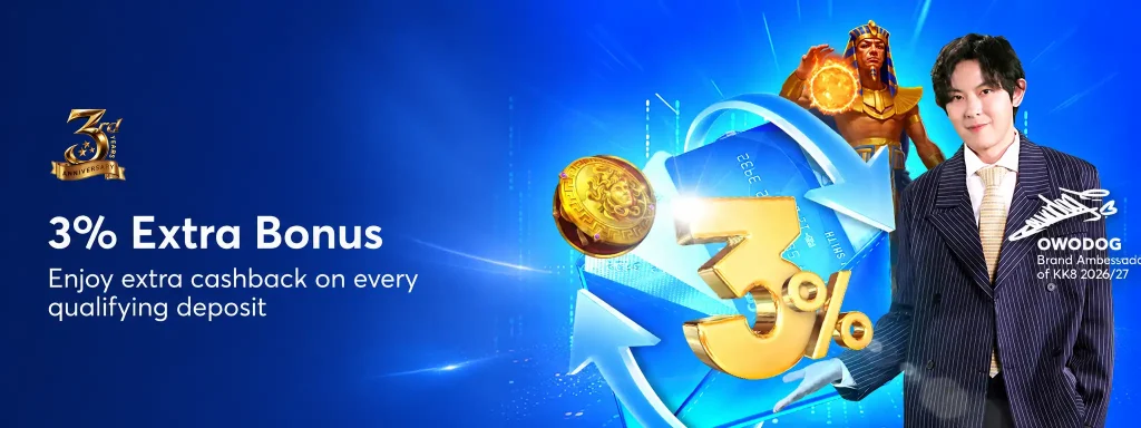 KK8 Anniversary – 3% Extra Bonus promotion