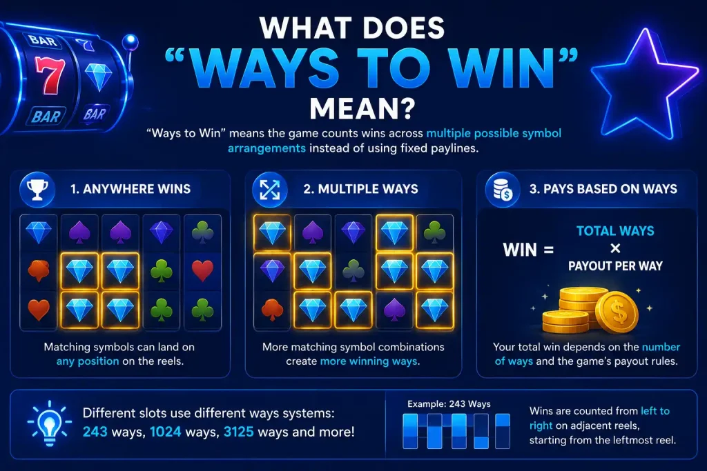 How Ways to Win works in online slot games using matching symbols across adjacent reels
