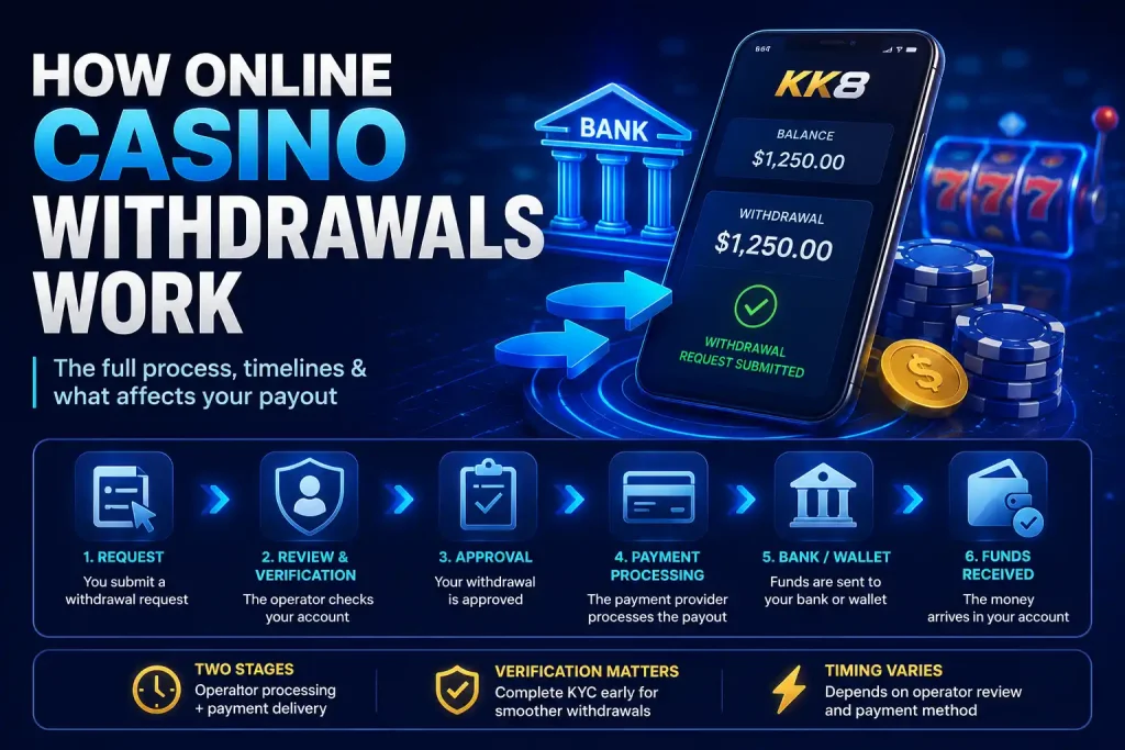 how online casino withdrawals work from request and verification to payment processing and funds received