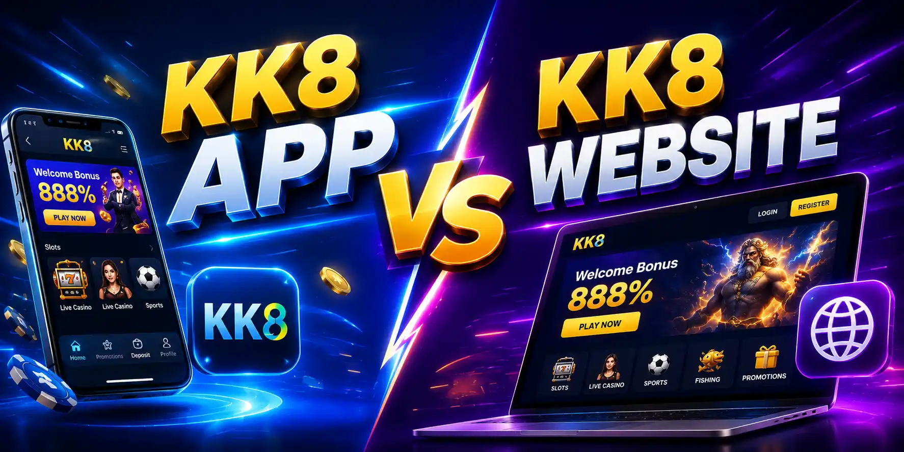 kk8 app vs website