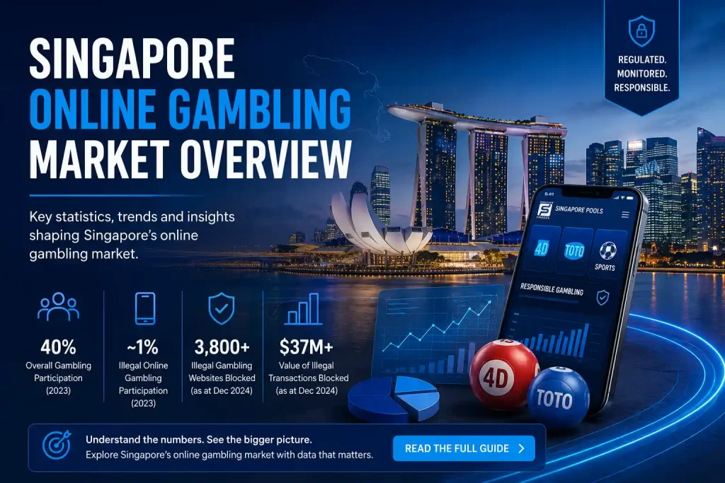Singapore online gambling market overview with key participation, enforcement and digital gambling statistics