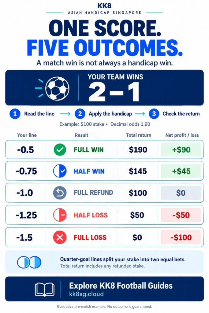 how a 2–1 win produces five settlement outcomes